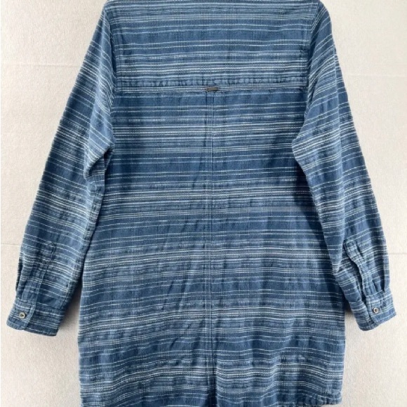 Prana Blue Dyri Above Knee Dress Women's Size XL Button Long Sleeve Shirtdress - Picture 2 of 4